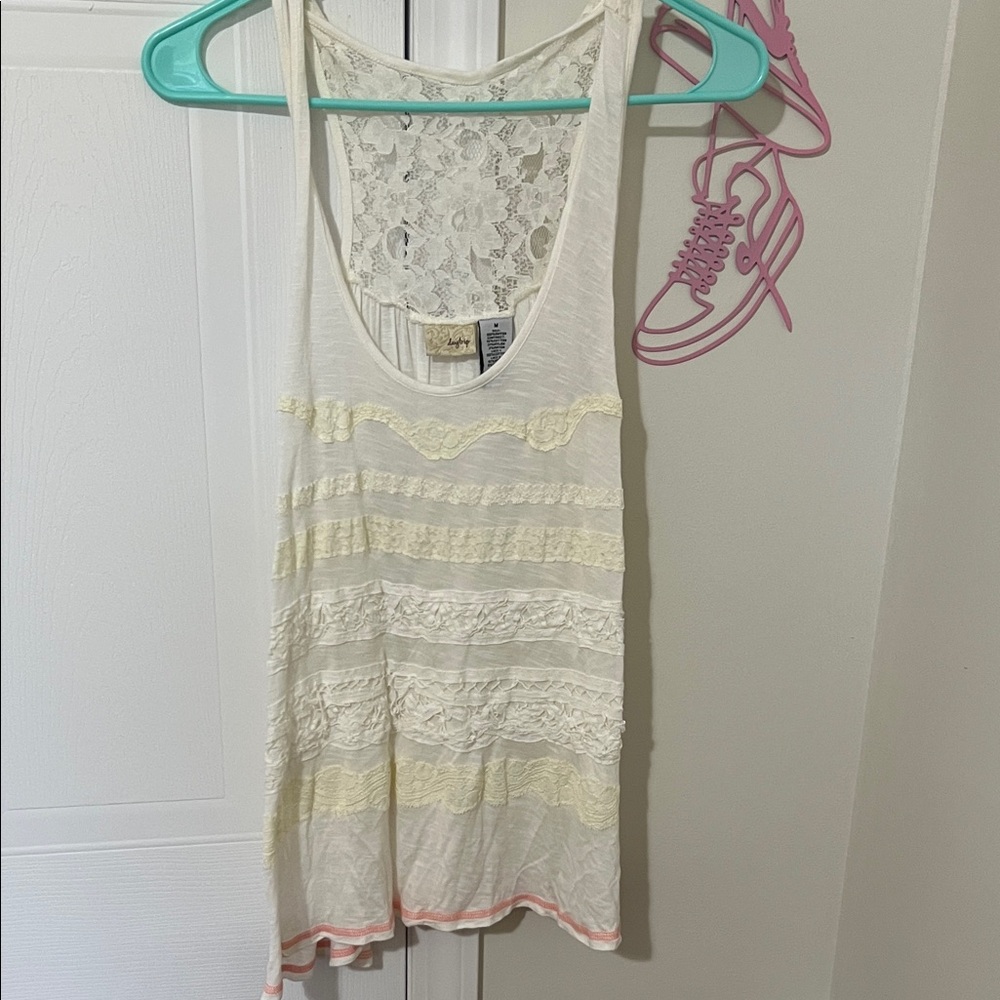 Daytrip Cream and White Lace Sleeveless Tank Top